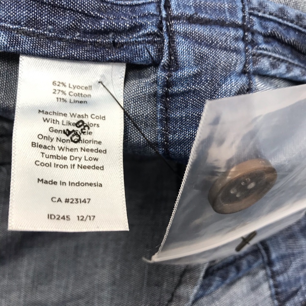 Talbots Blue Chambray Linen Blend Sleeveless Button Vest XS NWT Safari Pockets - Picture 7 of 10